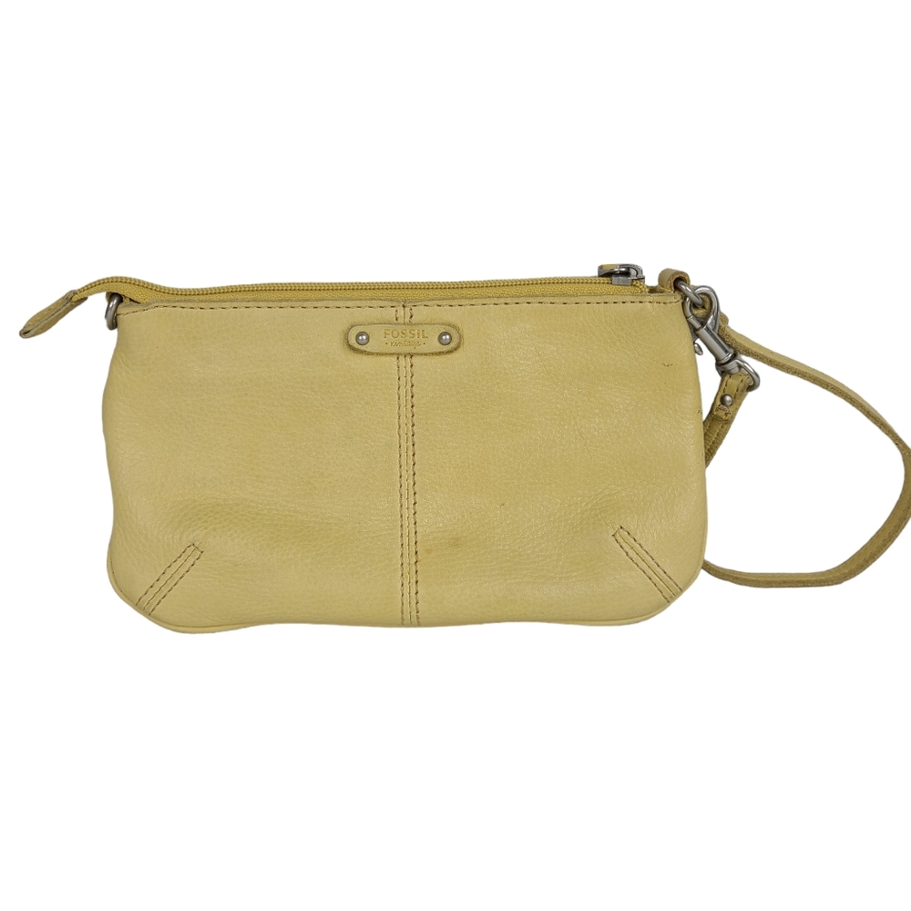 Fossil Vintage yellow pebbled leather wristlet mini bag